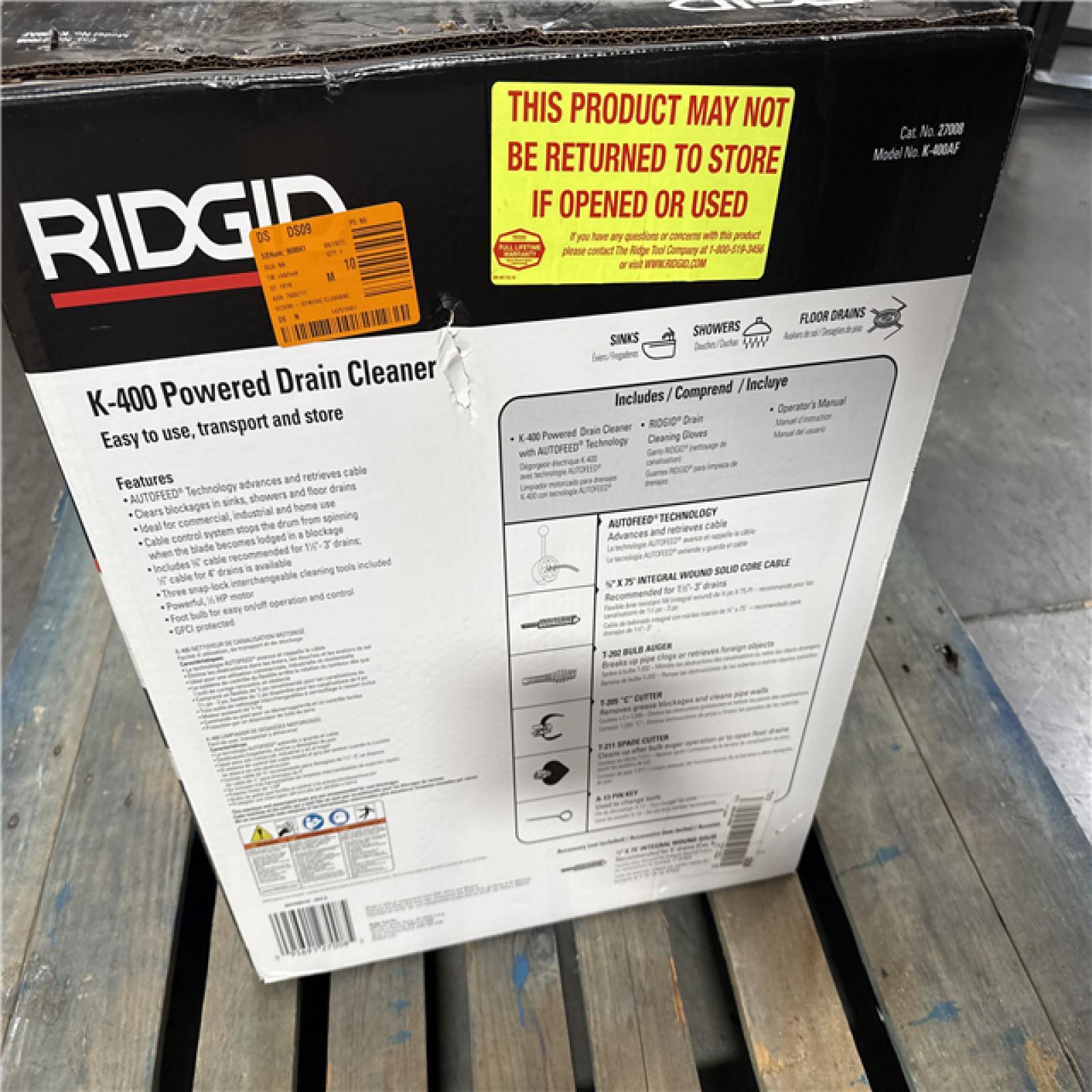 California NEW Ridgid K-400 Powered Drain Cleaner