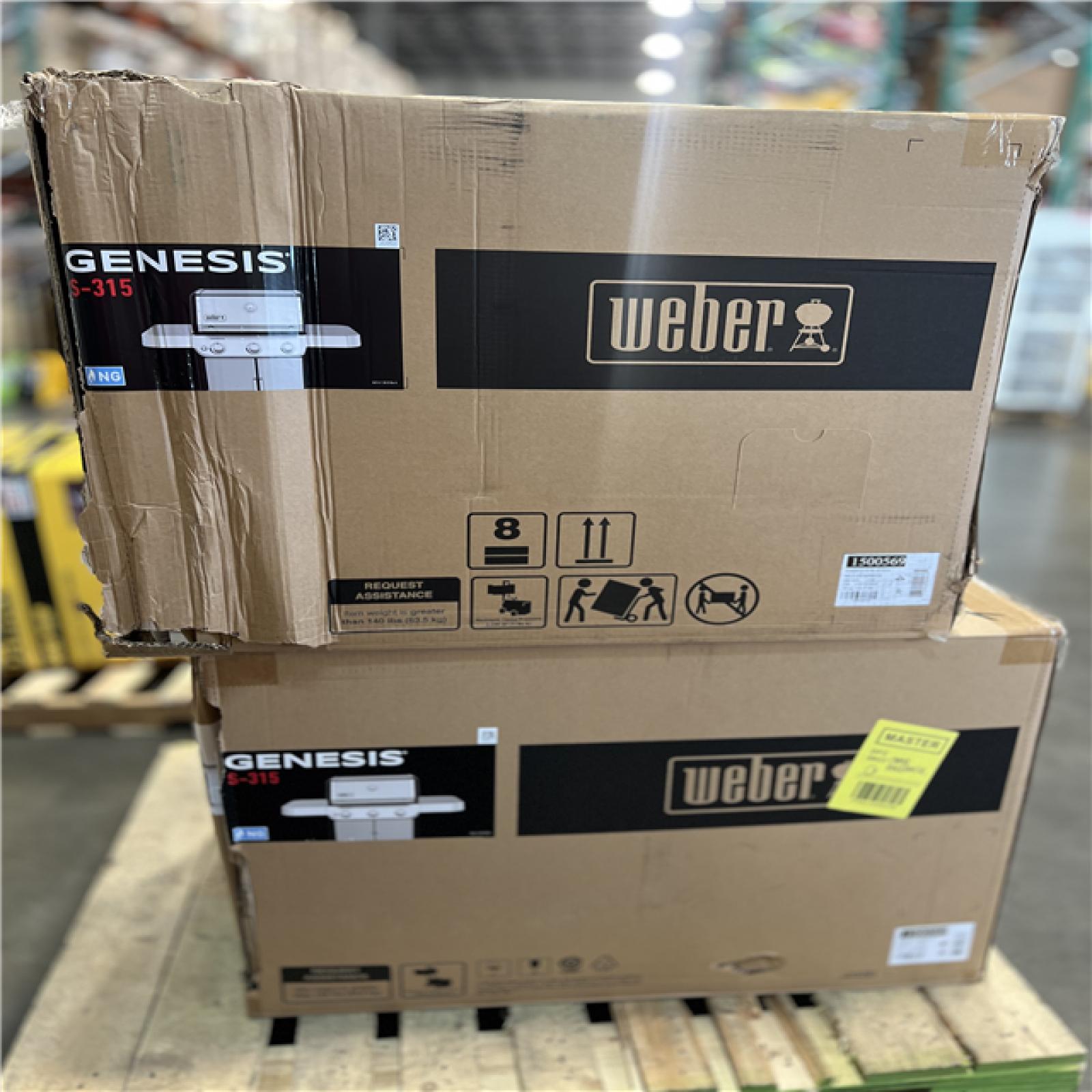DALLAS LOCATION - Weber Genesis S-315 3-Burner Natural Gas Grill in Stainless Steel PALLET- (2 UNITS)