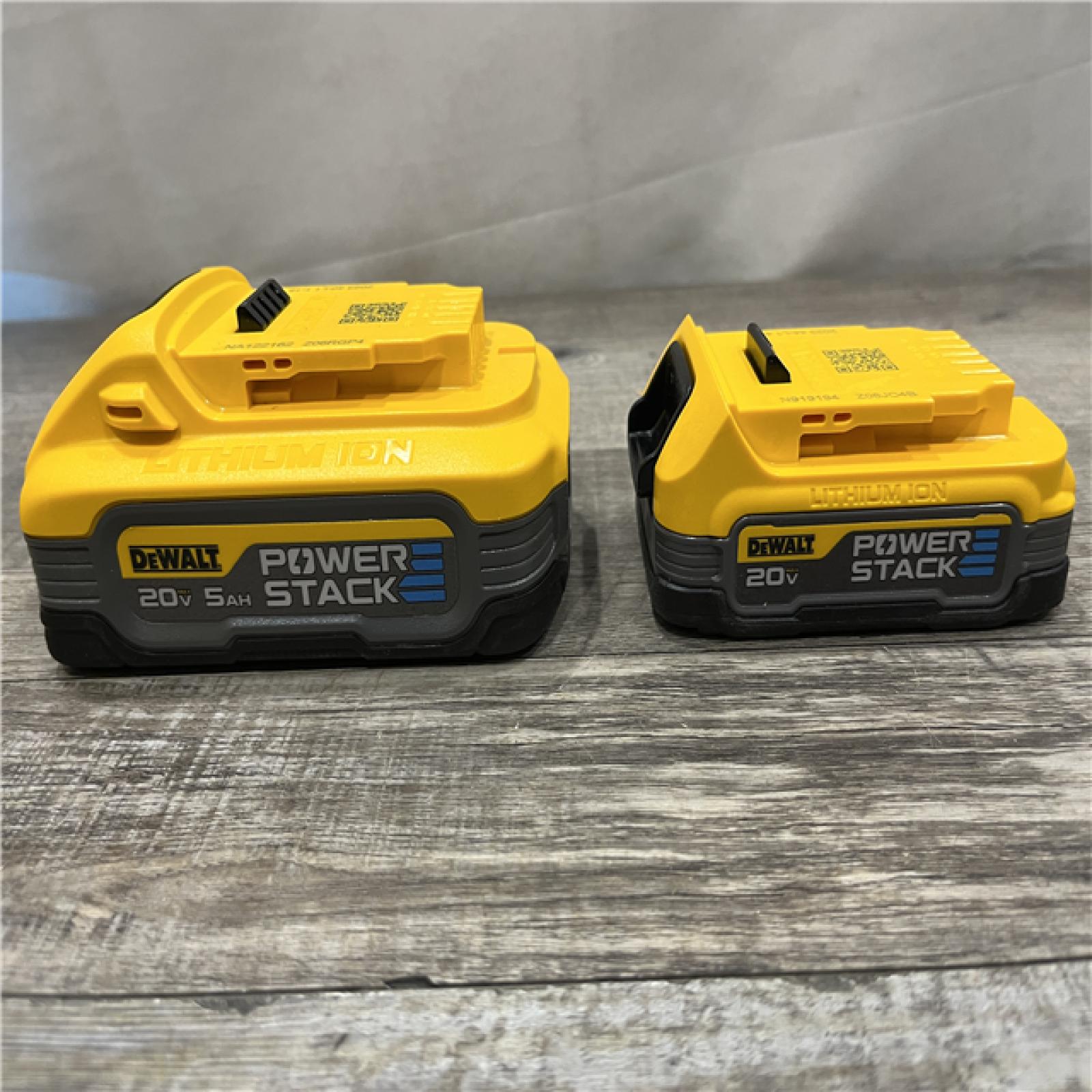 AS-IS DEWALT 20V MAX XR POWERSTACK Lithium-Ion Battery Starter Kit with 5.0Ah and 1.7Ah Batteries and Charger