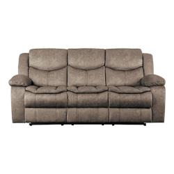 Phoenix AS-IS Lazzara Austin 87.5 in. W Straight Arm Microfiber Rectangle Manual Reclining Sofa in Brown