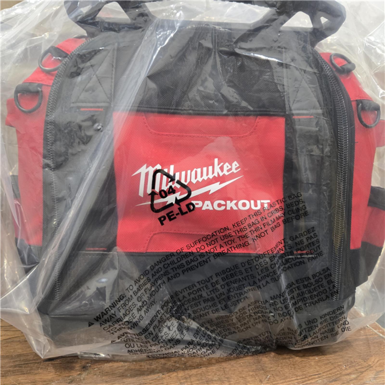 LIKE-NEW Milwaukee PACKOUT 15 in. Structured Tear Resistant Layered Material Tool Bag W/Storable Padded Shoulder Strap - 48-22-8316