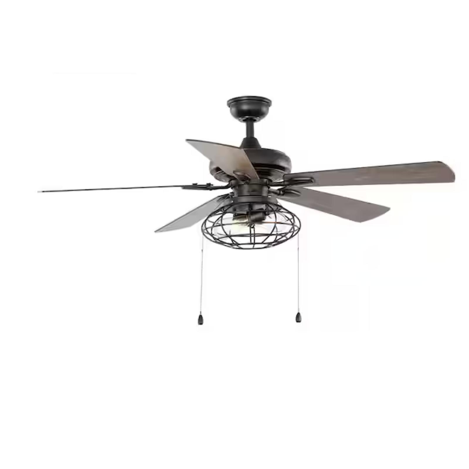 DALLAS LOCATION - Home Decorators Collection Ellard 52 in. LED Indoor Matte Black Ceiling Fan with Light (35 UNITS)