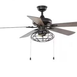 DALLAS LOCATION - Home Decorators Collection Ellard 52 in. LED Indoor Matte Black Ceiling Fan with Light (35 UNITS)
