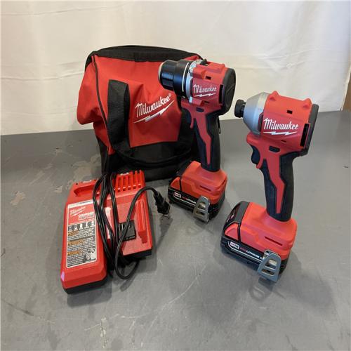 AS-IS - Milwaukee M18 18V Lithium-Ion Brushless Cordless Compact Drill/Impact Combo Kit