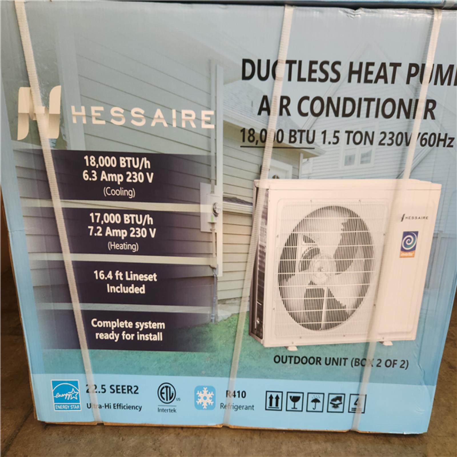 Phoenix NEW Hessaire DIY 21 SEER2 18 000 BTU WiFi 1.5-Ton Ductless Mini Split Air Conditioner  Heat Pump  Variable Speed Inverter-208V/230V (SEALED)