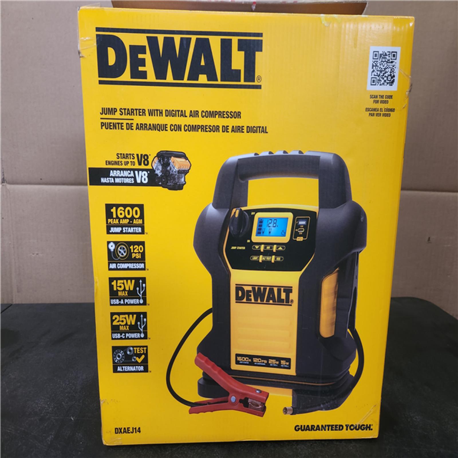 Phoenix LIKE NEW DEWALT 1600-Peak Amp Portable Jump Starter with Digital Compressor and USB Power Bank