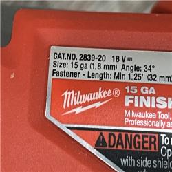 AS-IS Milwaukee FUEL 18V Lithium-Ion Brushless Cordless Gen II 15-Gauge Angled Nailer (Tool-Only)