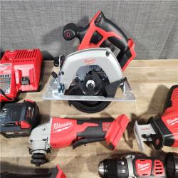 HOUSTON LOCATION - AS-IS Milwaukee M18 18-Volt Lithium-Ion Cordless Combo Kit 7-Tool with 2-Batteries, Charger and Tool Bag