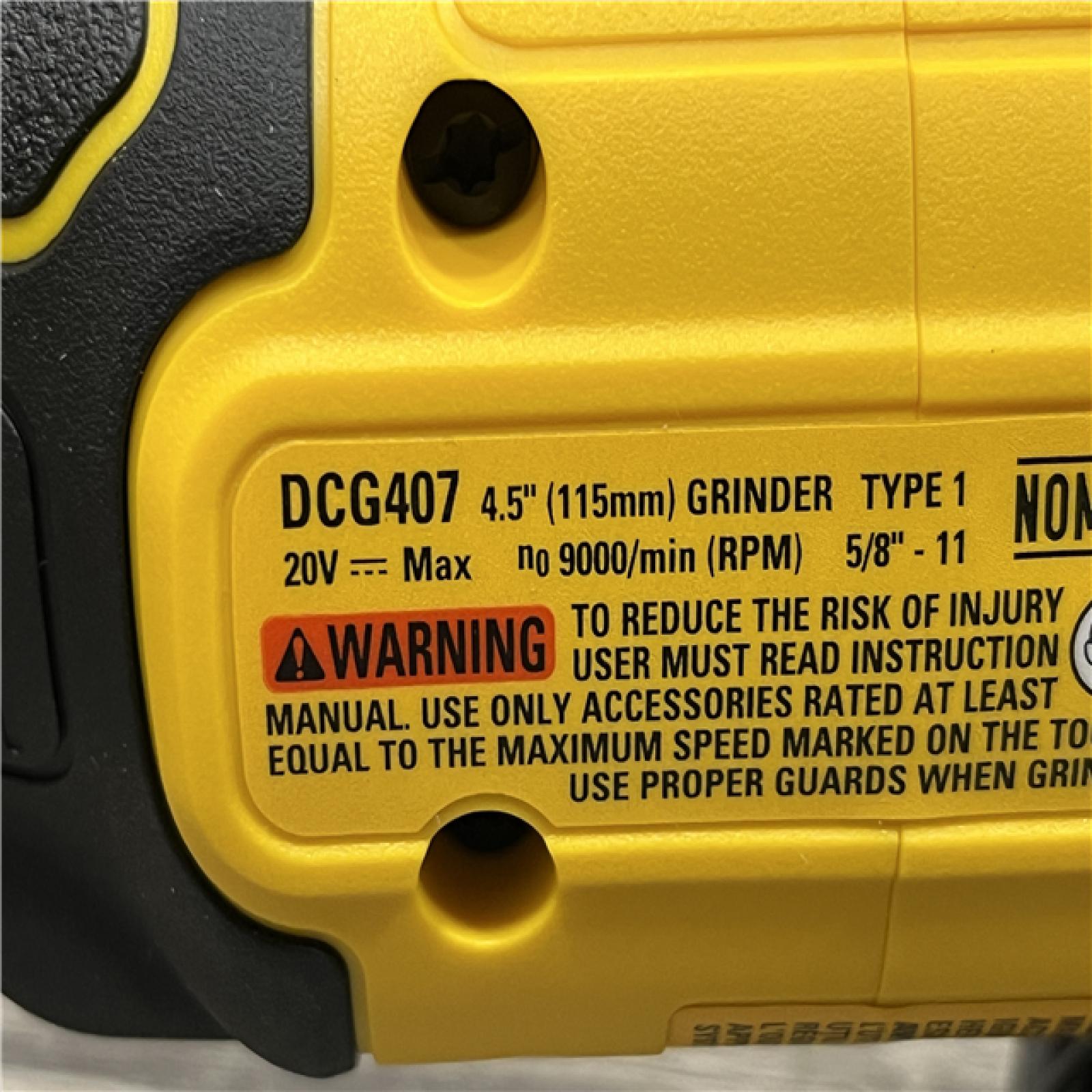 AS-IS DEWALT 20-Volt MAX Cordless Brushless 4-1/2 in. Angle Grinder with Slide Switch (Tool Only)