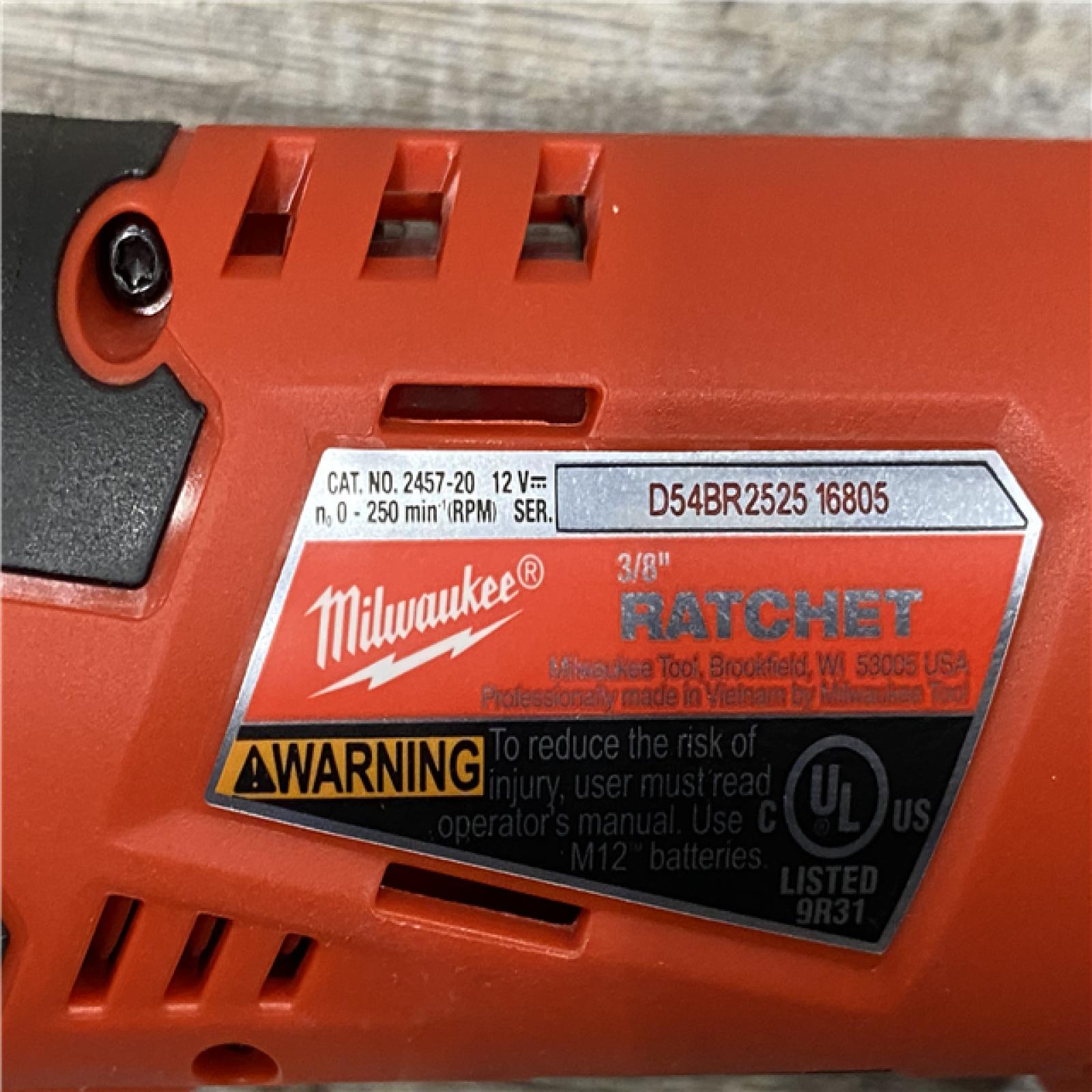 LIKE NEW - Milwaukee 12/18V Lithium-Ion Cordless 3/8 in. Ratchet and 1/2 in. High Torque Impact Wrench with Friction Ring Combo Kit