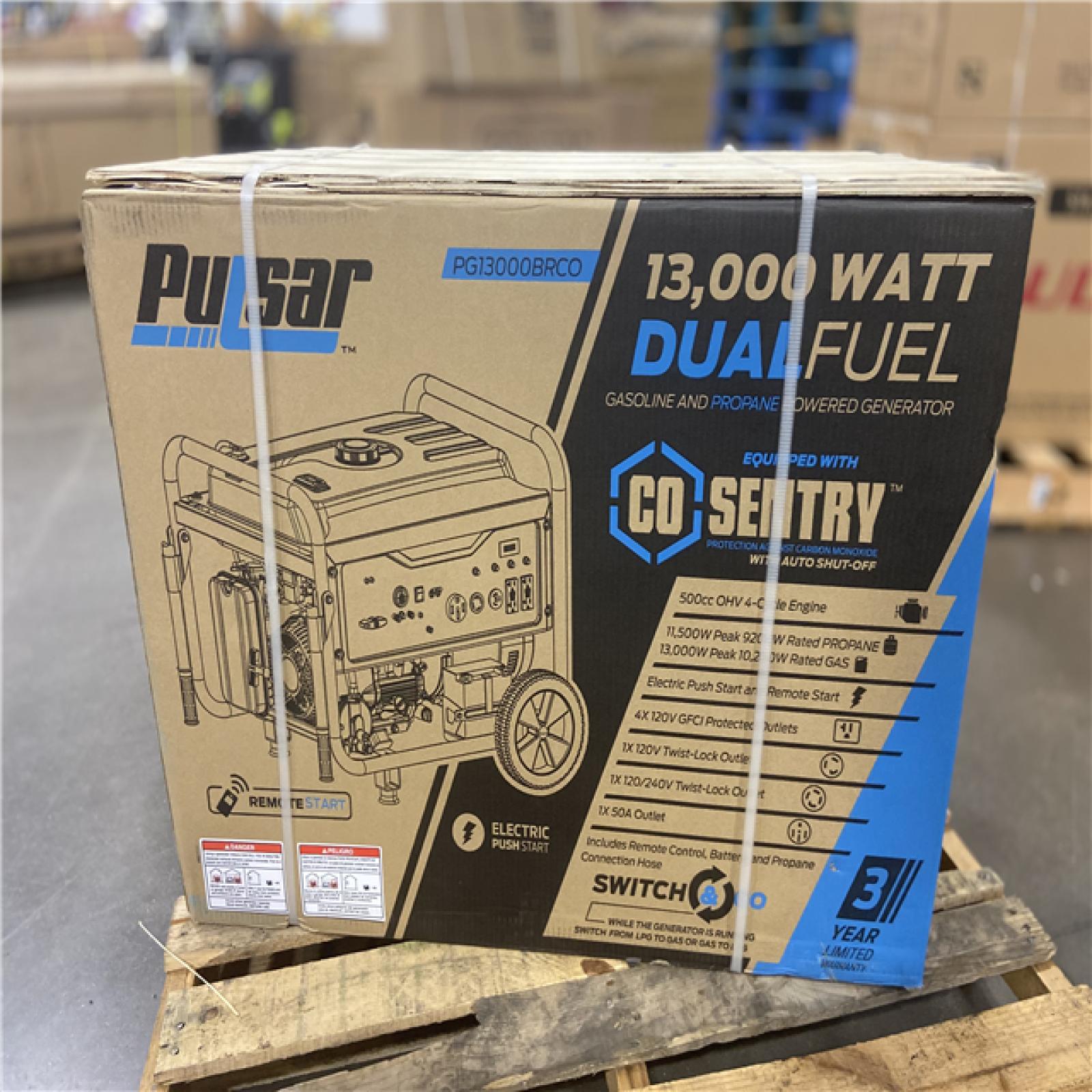 DALLAS LOCATION - Pulsar 13,000/10,000 -Watt Dual-Fuel Gasoline and Propane Generator