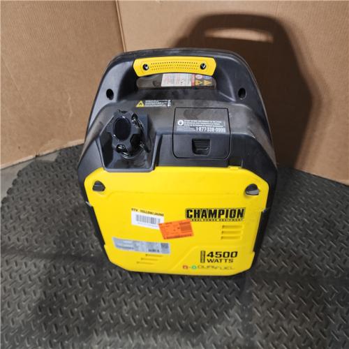 HOUSTON LOCATION - AS-IS CHAMPION 4500/3500-Watt Electric Start Gasoline/Propane Powered Dual Fuel Inverter Generator with Quiet Technology and CO Shield
