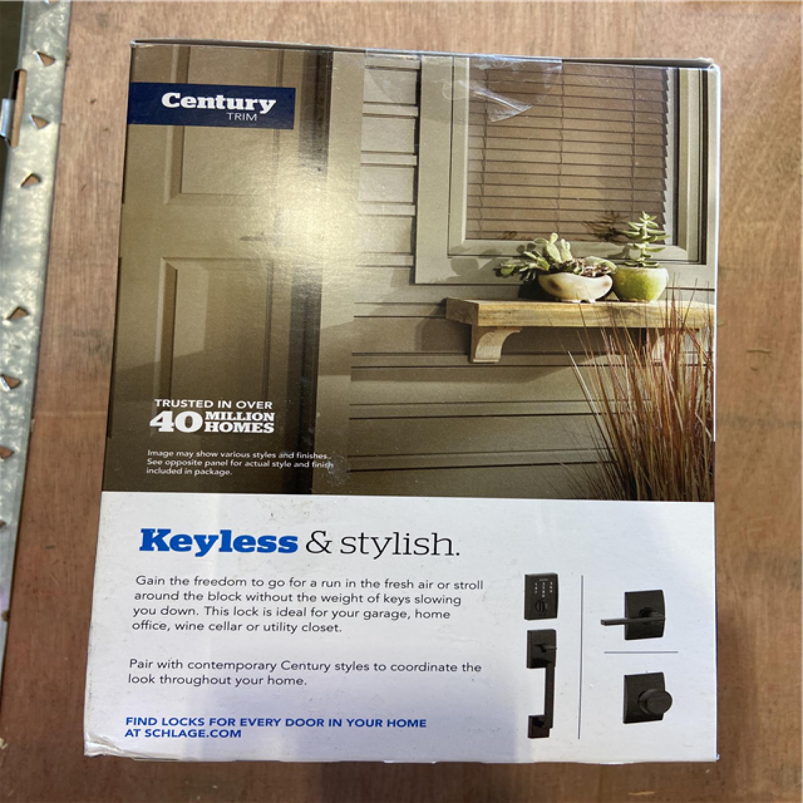 NEW! - Schlage Century Matte Black Touch Keyless Touchscreen Door Lock with Latitude Handle