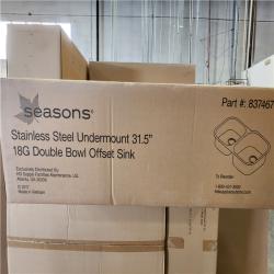 Phoenix NEW Seasons Stainless Steel Undermount 31.5 18G Double Bowl Offset Sink Pallet (12-Boxes)
