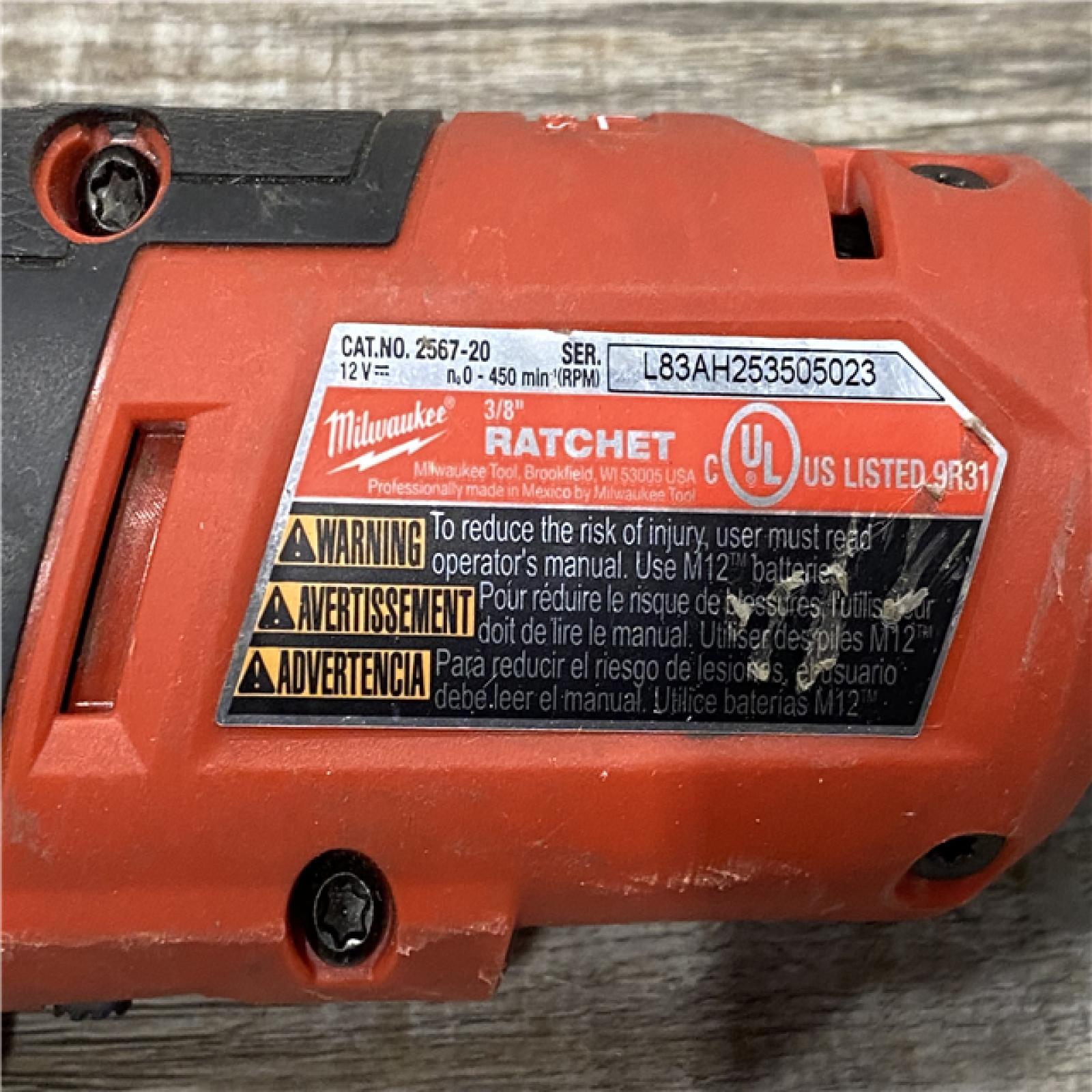 AS-IS Milwaukee FUEL 18V Cordless Mid Torque 1/2 in. Impact Wrench w/ M12 FUEL 3/8 in. Ratchet & Battery/Charger Combo Kit