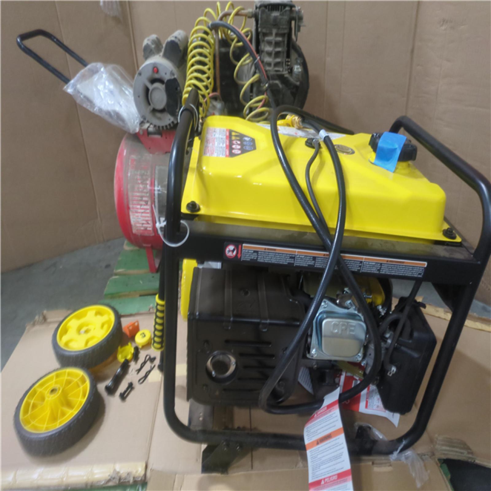 CALIFORNIA AS-IS CHAMPION PORTABLE POWER GENERATOR & HUSKY PRO 20G AIR COMPRESSOR