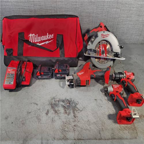 HOUSTON LOCATION - AS-IS AS-IS Milwaukee M18 18-Volt Lithium-Ion Brushless Cordless Combo Kit (4-Tool) with 2-Batteries, 1-Charger and Tool Bag