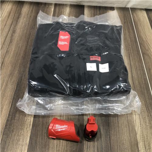 AS-IS Men's Large M12 12-Volt Lithium-Ion Cordless Tough Shell Black Heated Jacket with