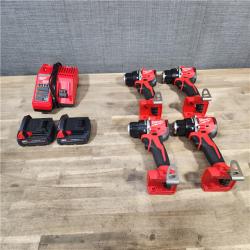 HOUSTON LOCATION - AS-IS (4) Milwaukee M18 Compact Next Gen 1/2 in. Brushless Cordless Drill/Driver Kit (2) Battery & Charger