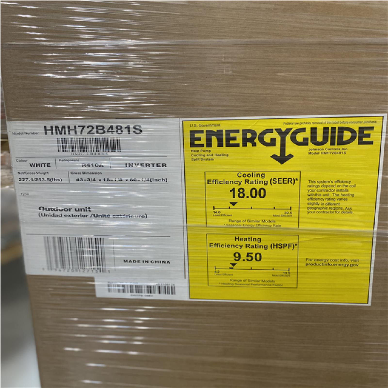 DALLAS LOCATION- AS-IS JOHNSON CONTROLS 4 Ton 17 SEER Multi-Stage Modulating Heat Pump