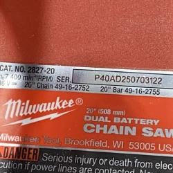 AS-IS Milwaukee FUEL 18V Brushless Cordless 20 in. Dual Battery Chainsaw Kit