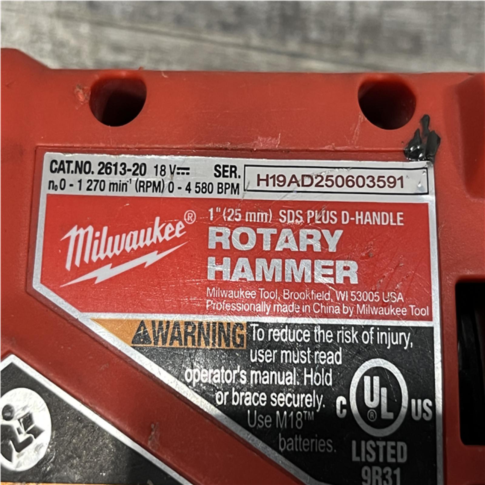 AS-IS Milwaukee 18V Lithium-Ion Brushless Cordless 1 in. SDS-Plus D-Handle Rotary Hammer (Tool-Only)
