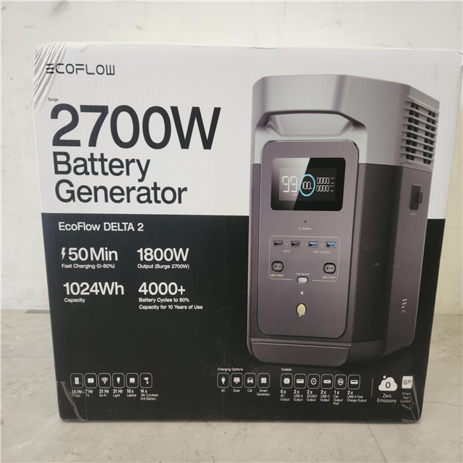 Phoenix NEW EcoFlow Battery Generator DELTA 2 Solar Generator  1800W Output  1024Wh LFP Power Station  Home Backup Camping Push-Button Start (SEALED)