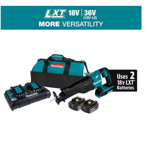 DALLAS LOCATION - Makita 18V X2 LXT Lithium-Ion (36V) Brushless Cordless Reciprocating Saw Kit (5.0Ah) with 2 Batteries 5.0Ah and Charger