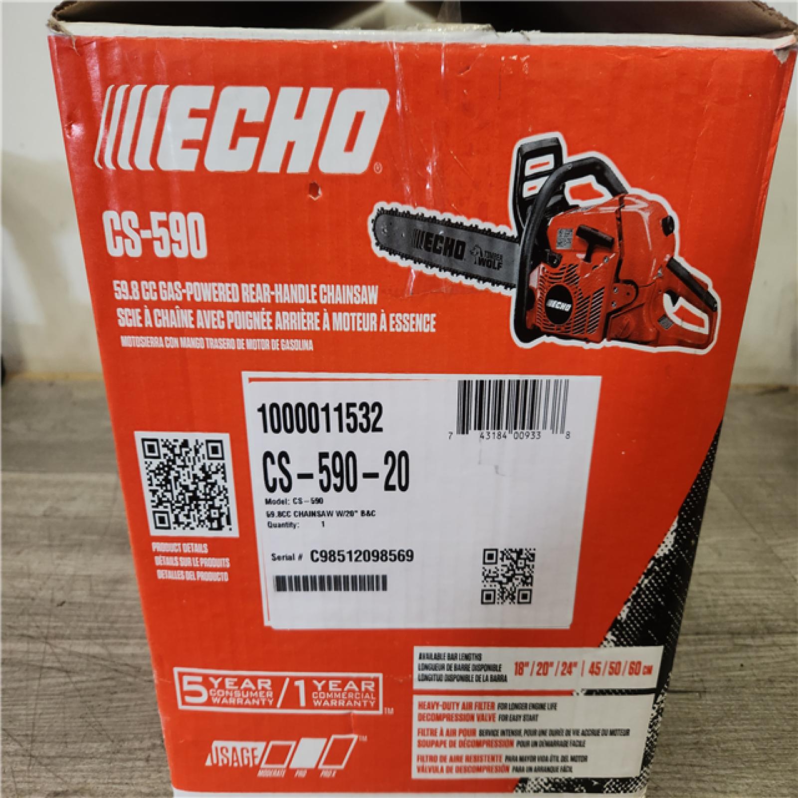 Phoenix AS-IS ECHO 20 in. 59.8 cc Gas 2-Stroke Rear Handle Timber Wolf Chainsaw