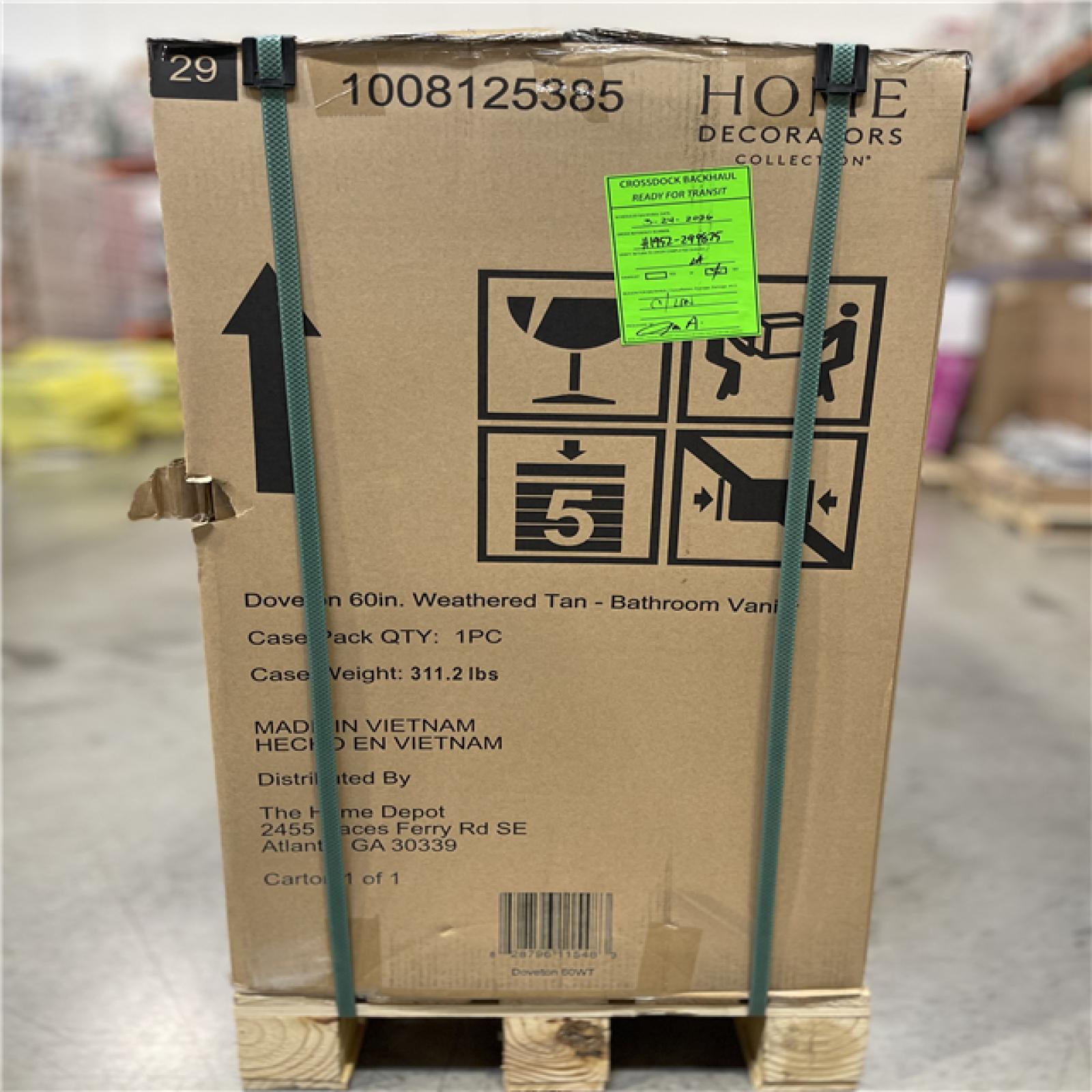 DALLAS LOCATION- Home Decorators Collection Doveton 60 in. Double Sink Freestanding Bath Vanity