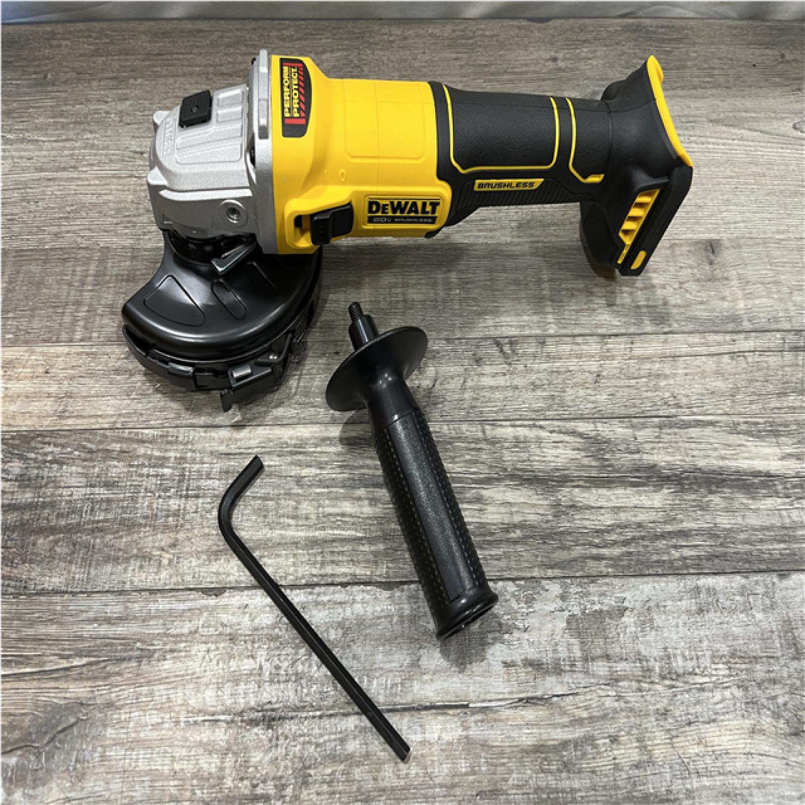 AS-IS DEWALT 20-Volt MAX Cordless Brushless 4-1/2 in. Angle Grinder with Slide Switch (Tool Only)