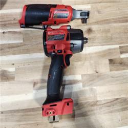 HOUSTON LOCATION - AS-IS (APPEARS LIKE NEW) Milwaukee FUEL 18V Cordless Mid Torque 1/2 in. Impact Wrench w/ M12 FUEL 3/8 in. Ratchet & Battery/Charger Combo Kit