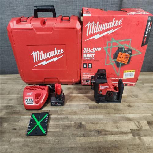 HOUSTON LOCATION - AS-IS Milwaukee-3632-21 M12 Green Beam Laser 360° 3-Plane Kit