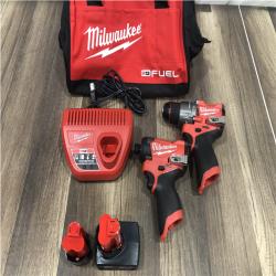 AS-IS Milwaukee FUEL 12-Volt Lithium-Ion Brushless Cordless Hammer Drill and Impact Driver Combo Kit