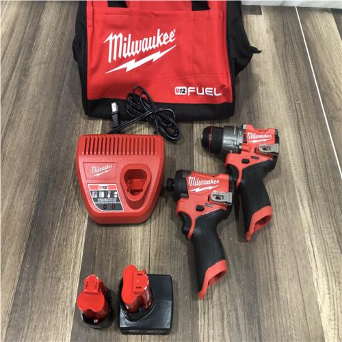 AS-IS Milwaukee FUEL 12-Volt Lithium-Ion Brushless Cordless Hammer Drill and Impact Driver Combo Kit