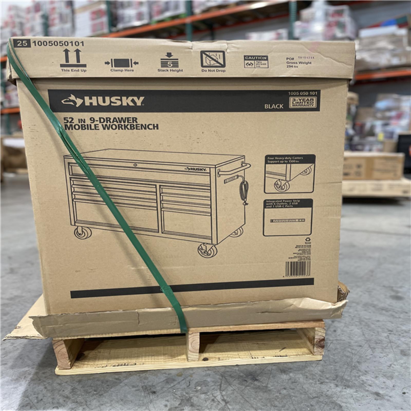 DALLAS LOCATION - AS-IS HUSKY 52IN 9 DRAWER WORKBENCH BLACK