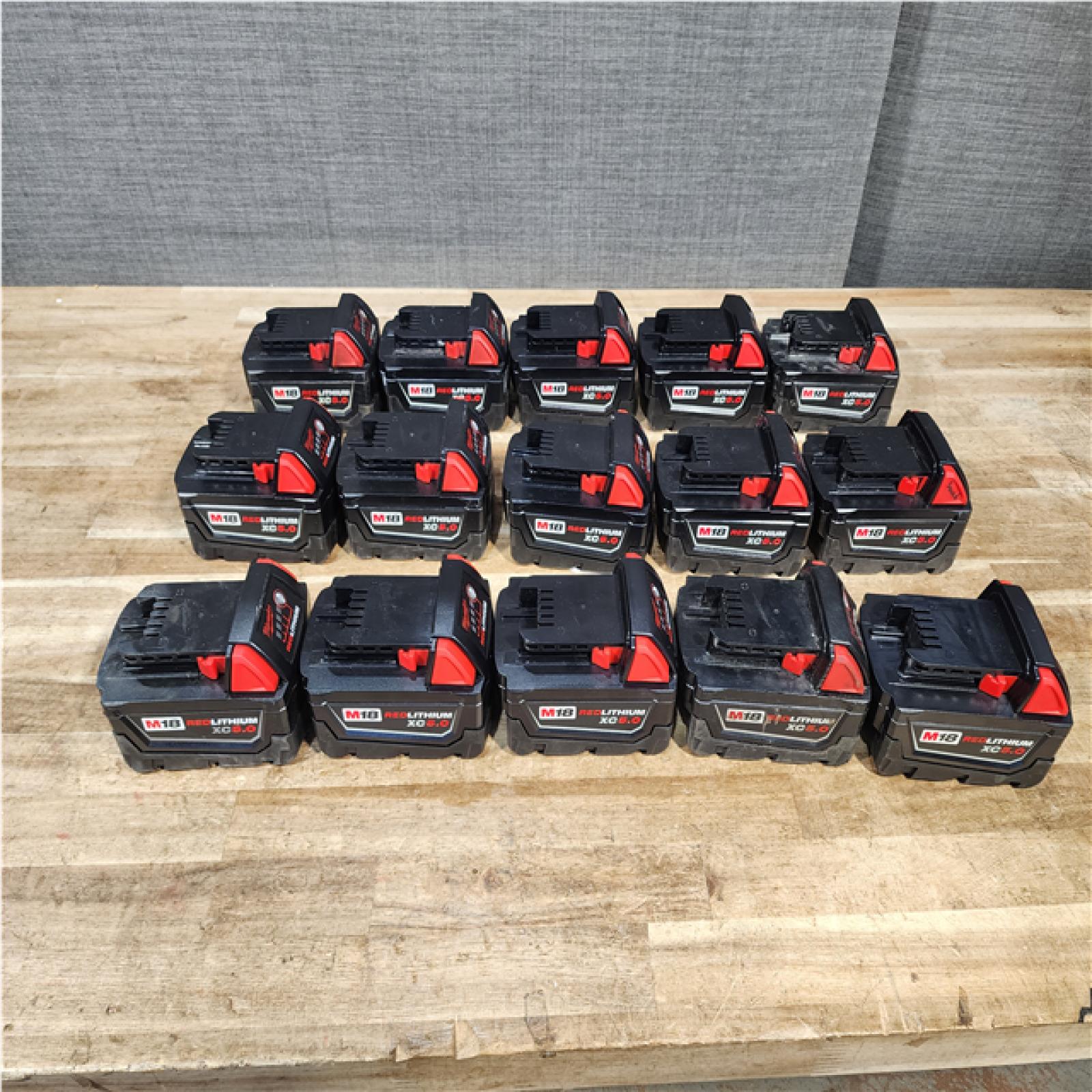 Houston Location AS-IS Milwaukee M18 RedLithium XC 5.0 Batteries QTY/15