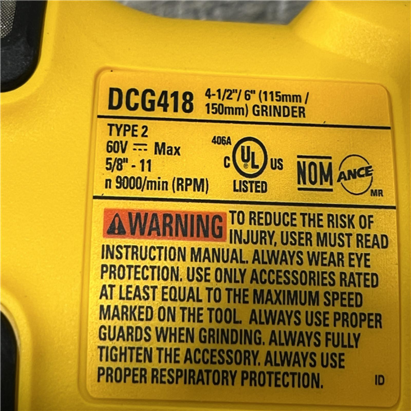 AS-IS DEWALT FLEXVOLT 60V MAX Cordless Brushless 4.5 in. to 6 in. Small Angle Grinder with Kickback Brake (Tool Only)