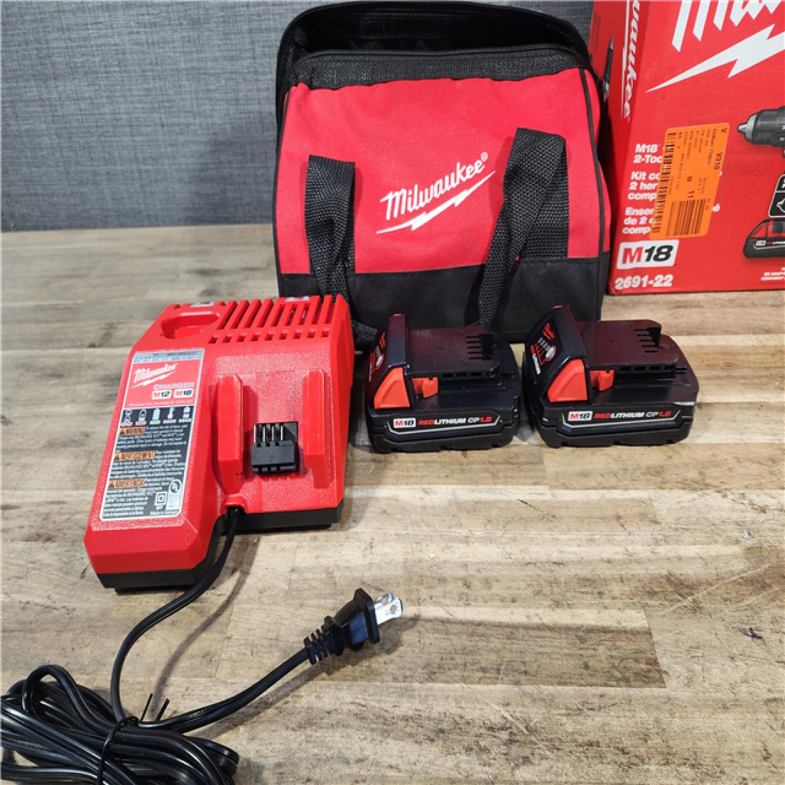 HOUSTON LOCATION - AS-IS Milwaukee M18 18V Lithium-Ion Cordless Drill Driver/Impact Driver Combo Kit
