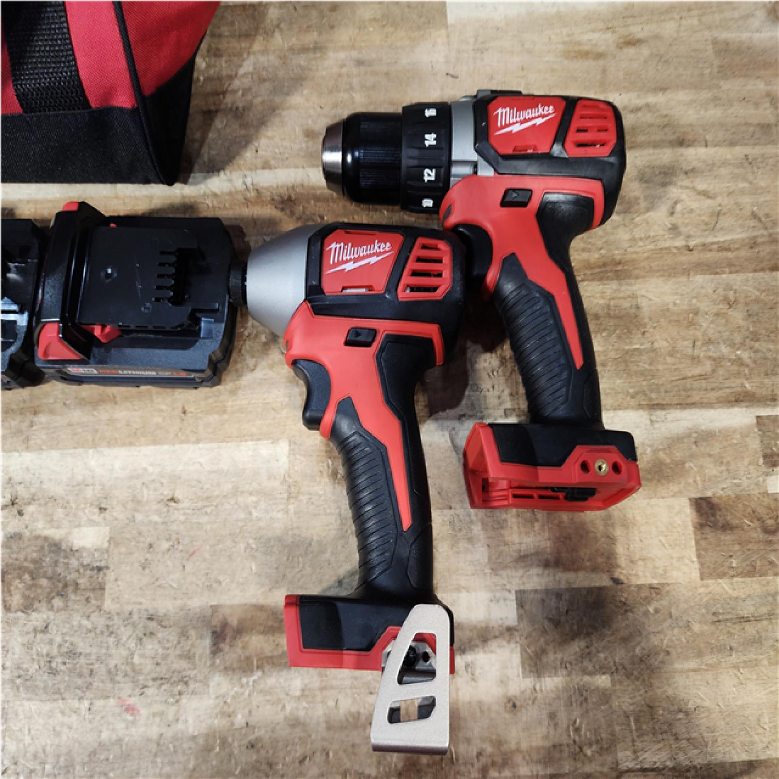 HOUSTON LOCATION - AS - IS Milwaukee 18V Lithium-Ion Cordless Drill Driver/Impact Driver Combo Kit