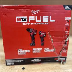 NEW! - Milwaukee M12 FUEL 12-Volt Lithium-Ion Brushless Cordless Hammer Drill and Impact Driver Combo Kit w/2 Batteries and Bag (2-Tool)