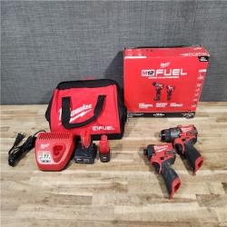 HOUSTON LOCATION - AS-IS Milwaukee FUEL 12-Volt Lithium-Ion Brushless Cordless Hammer Drill and Impact Driver Combo Kit