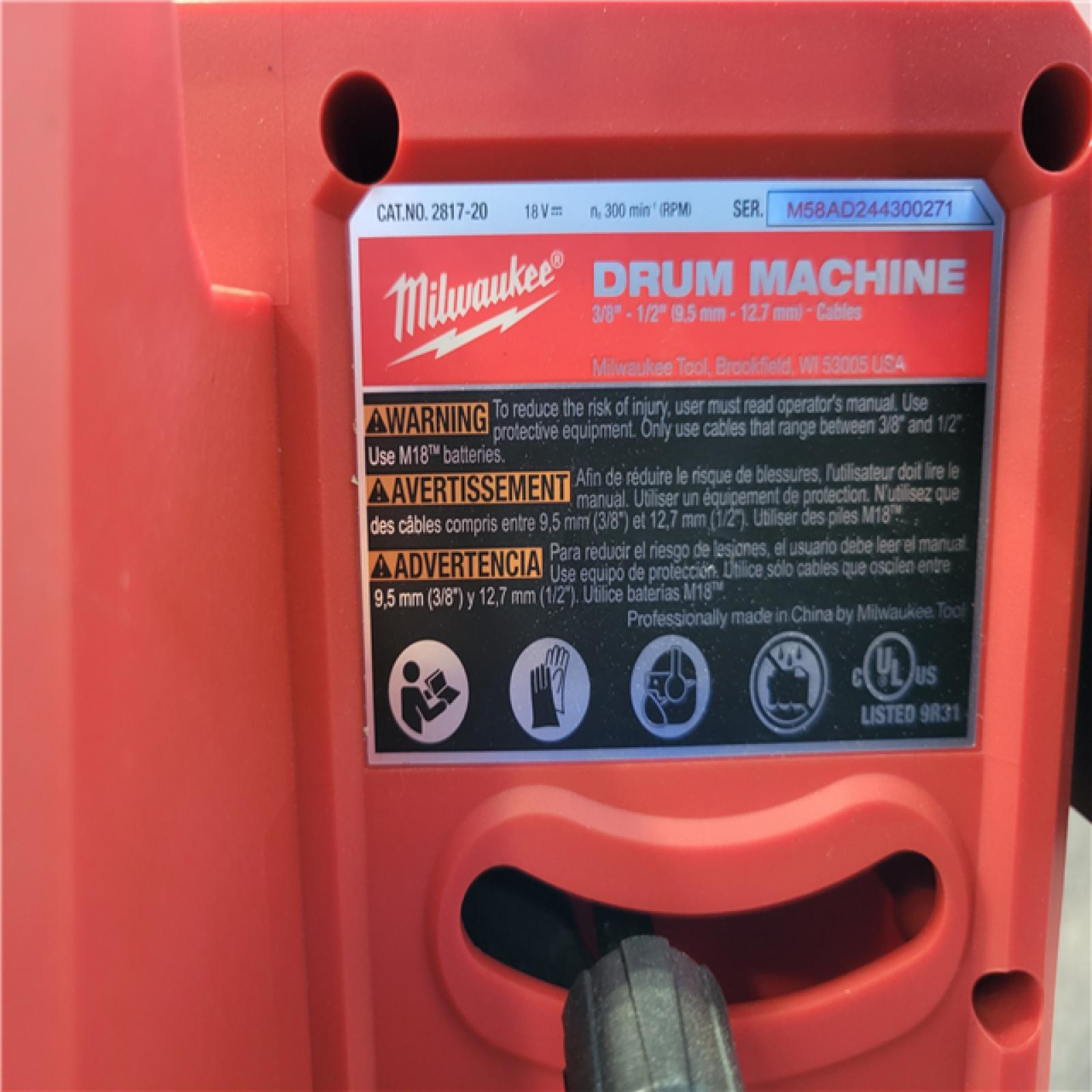 CALIFORNIA AS-IS MILWAUKEE M18 DRUM MACHINE(TOOL ONLY)