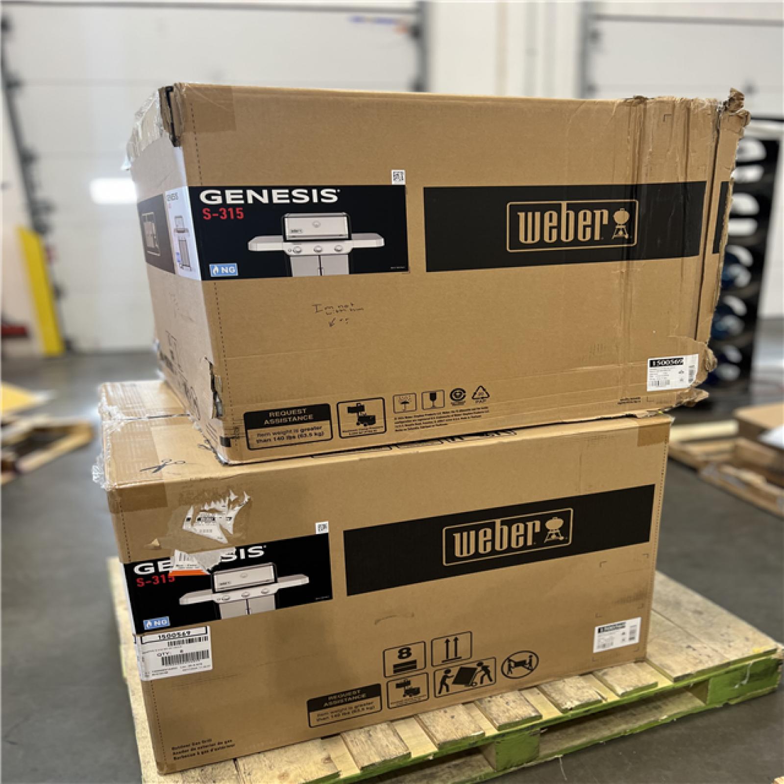 DALLAS LOCATION - Weber Genesis S-315 3-Burner Natural Gas Grill in Stainless Steel PALLET- (2 UNITS)