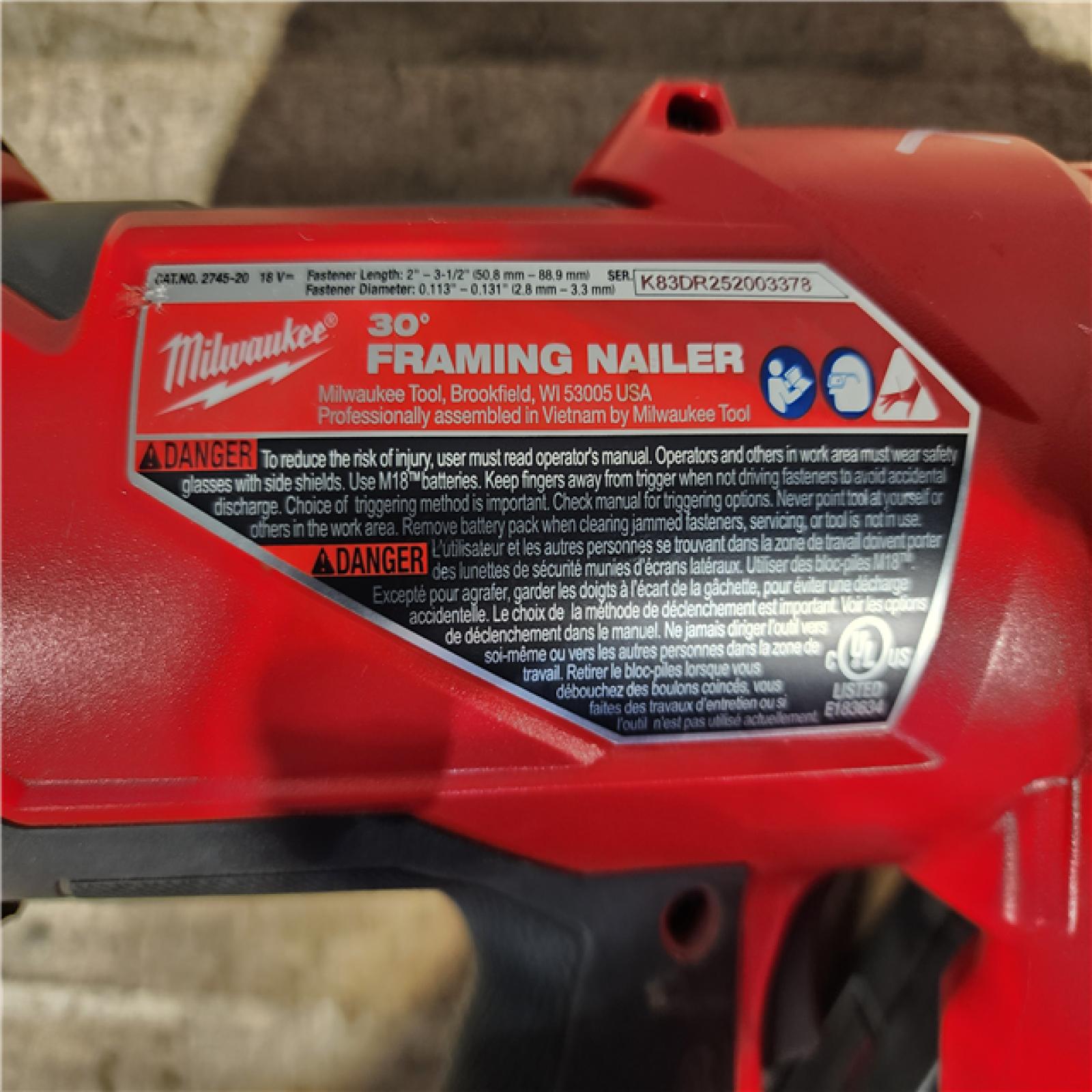 HOUSTON LOCATION - AS-IS Milwaukee FUEL 3-1/2 in. 18-Volt 30-Degree Lithium-Ion Brushless Cordless Framing Nailer (Tool-Only)