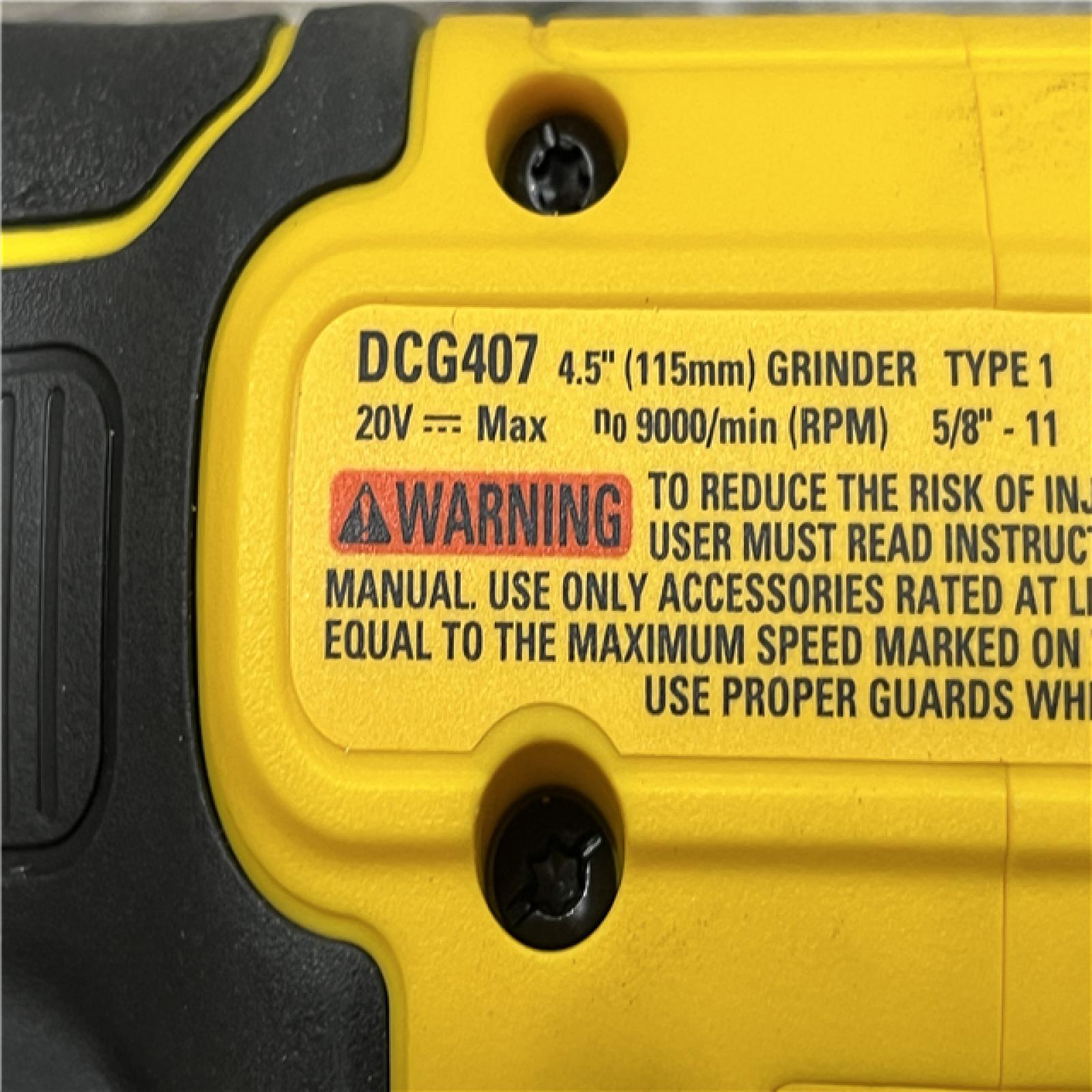 AS-IS DEWALT 20-Volt MAX Cordless Brushless 4-1/2 in. Angle Grinder with Slide Switch (Tool Only)