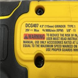 AS-IS DEWALT 20-Volt MAX Cordless Brushless 4-1/2 in. Angle Grinder with Slide Switch (Tool Only)