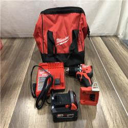 AS-IS Milwaukee 18V Lithium-Ion Brushless Cordless 1/2 in. Compact Hammer Drill/Driver Kit