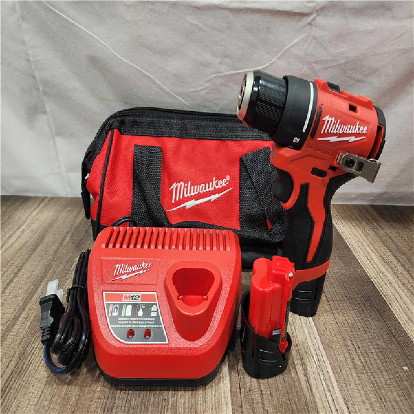 AS-IS- Milwaukee Tool M12 3/8 in. Brushless Cordless Drill/Driver Kit (Battery & Charger)