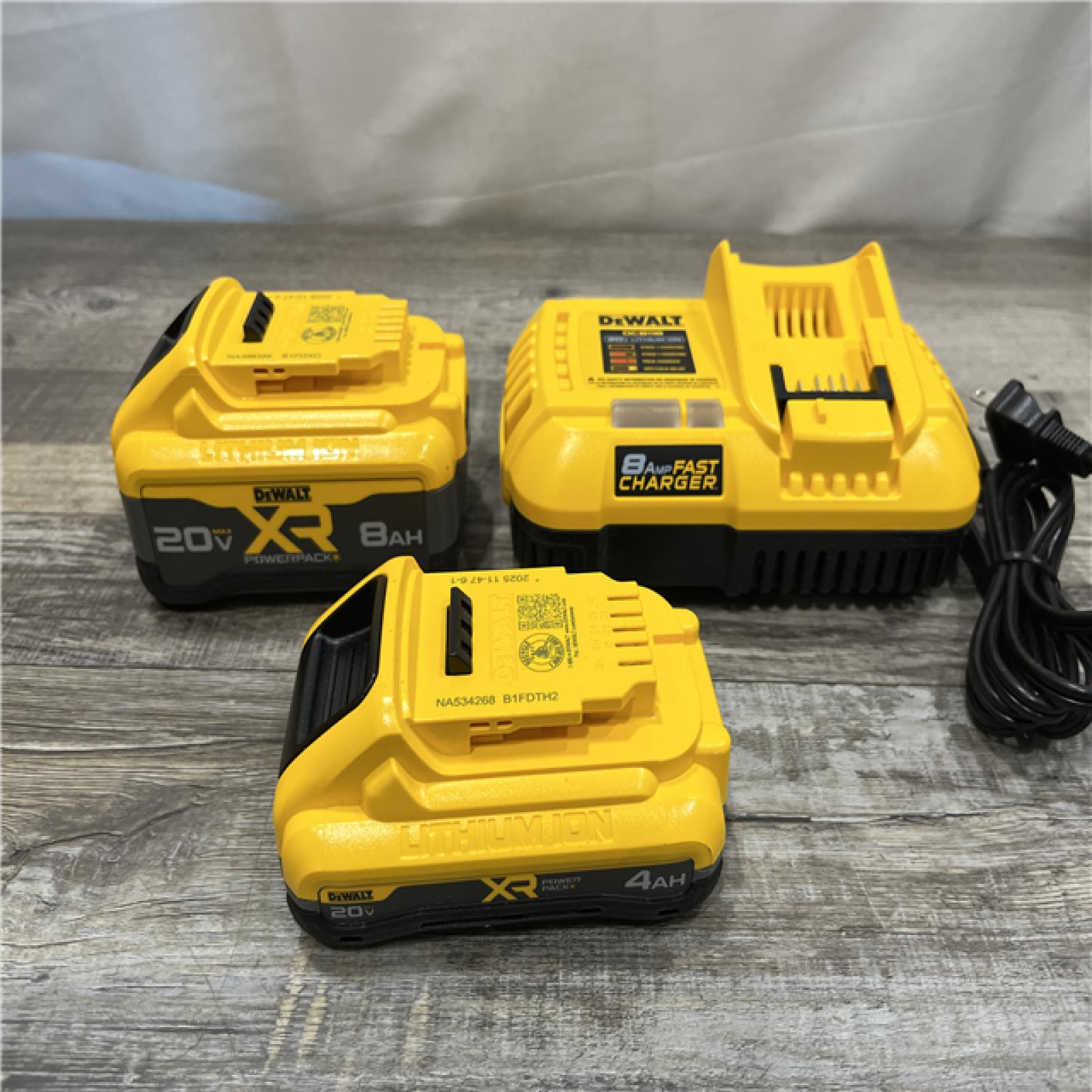 AS-IS DEWALT 20V XR Lithium-Ion Starter Pack with 8.0 Ah and 4.0 Ah Battery Packs and Charger